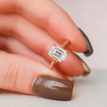 1.64CT Emerald Cut Moissanite Solitaire Style Engagement Ring