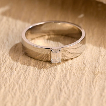 0.50CT Emerald Cut Lab Grown Minimalist Men's Wedding Band