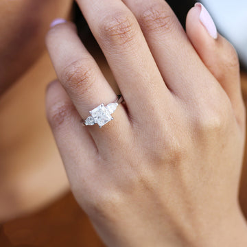 2.0CT Radiant Cut Moissanite Pear Diamond Engagement Ring