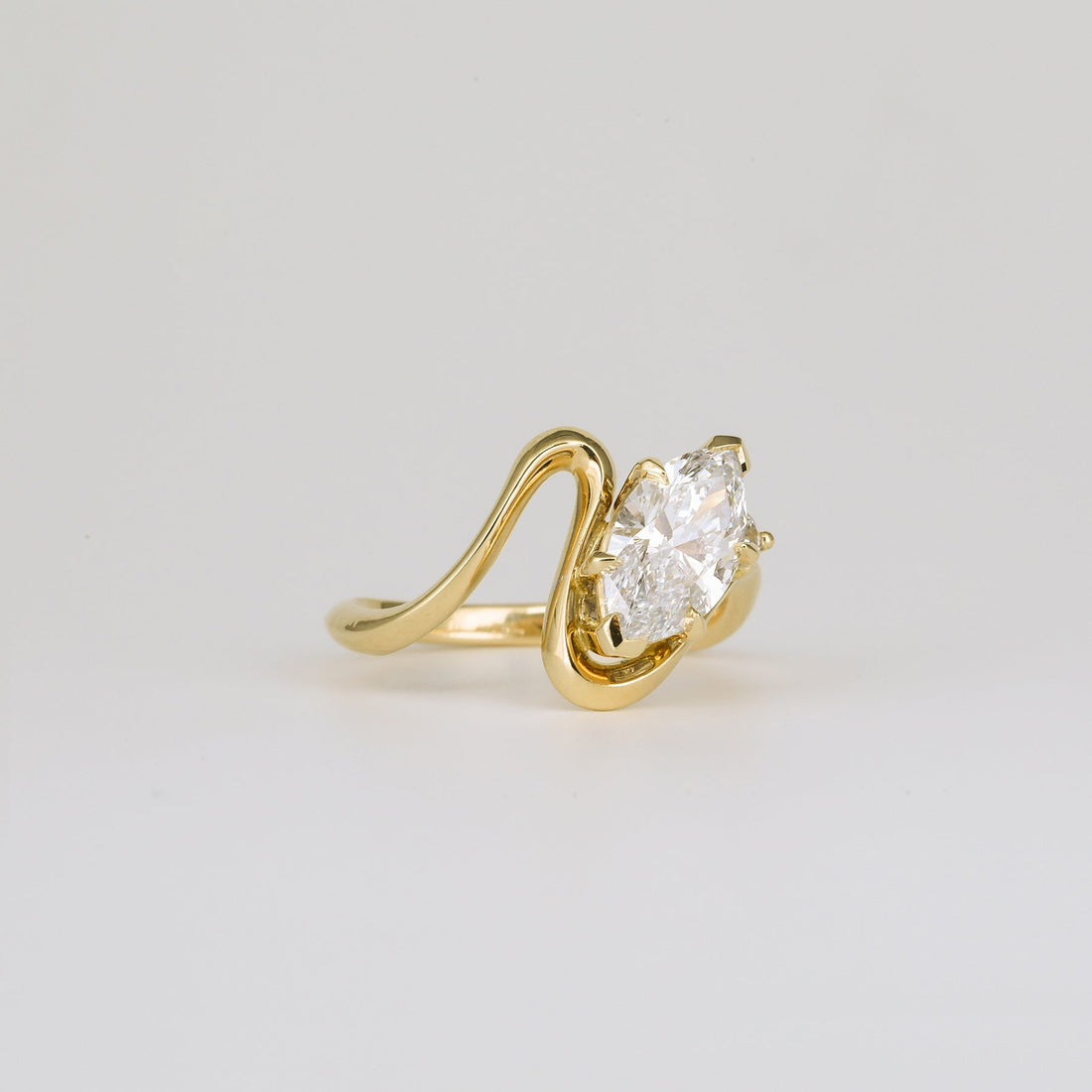 1.50CT-2.50CT Marquise Cut Diamond Unique Curved Engagement Ring