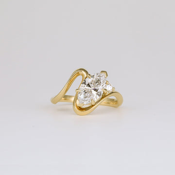 1.50CT-2.50CT Marquise Cut Diamond Unique Curved Engagement Ring