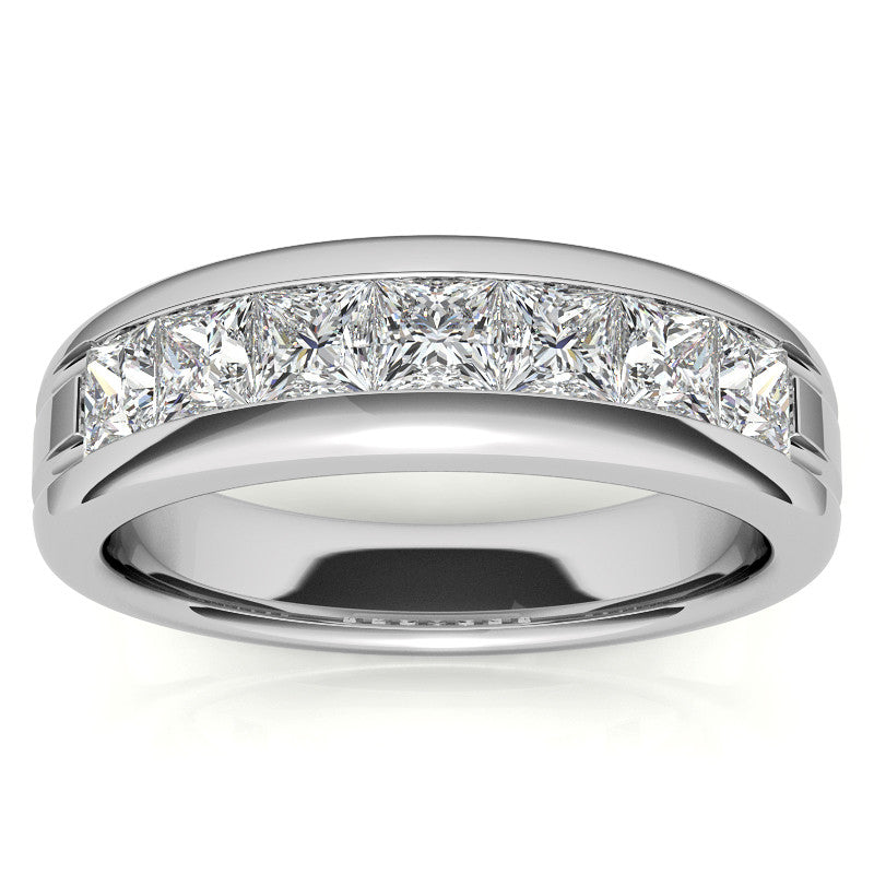 6mm Princess Cut Channel Set Moissanite Men's Wedding Band