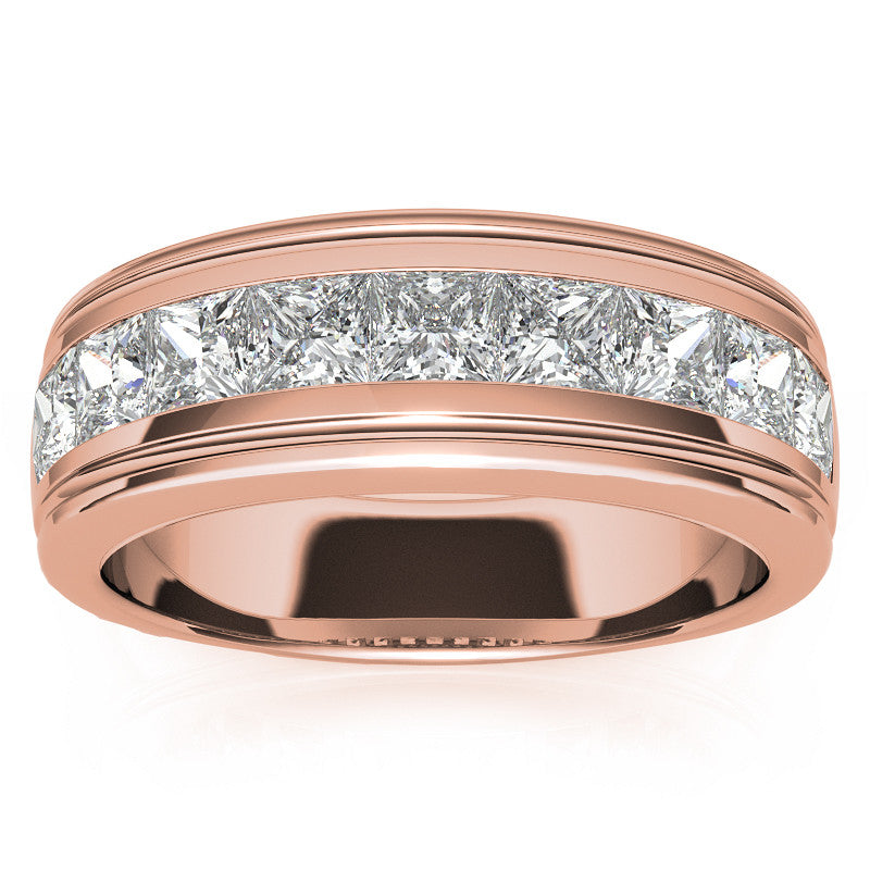 7mm Princess Cut Channel Set Moissanite Men's Wedding Band