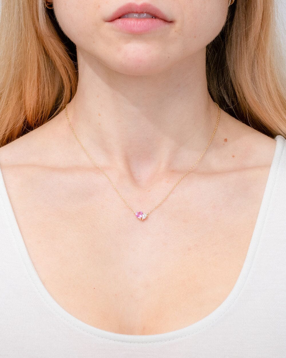 Pink Sapphire & Diamond Toi Et Moi Necklace