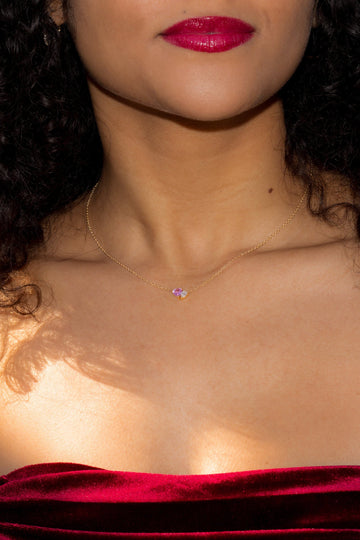Pink Sapphire & Diamond Toi Et Moi Necklace