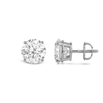 2.0CT Round Cut Moissanite Diamond Stud Earrings for Women