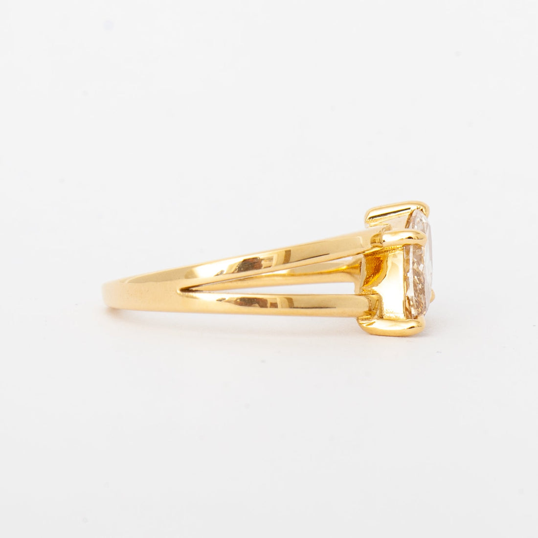 1.0CT-2.0CT Champagne Marquise & Asscher Diamond Two Stone Engagement Ring