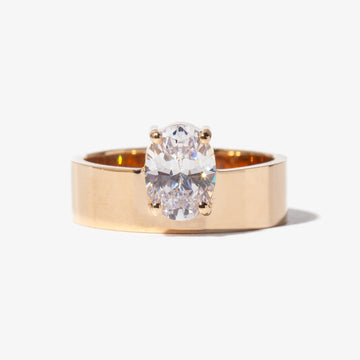 1.0CT-2.0CT Oval Cut Moissanite Diamond Thick Band Engagement Ring