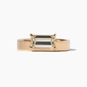 1.0CT-2.0CT Horizontal Emerald-cut Diamond Thick Band Engagement Ring