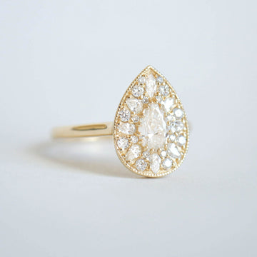 Pear Diamond Moissanite Ballerina Vintage Engagement Ring