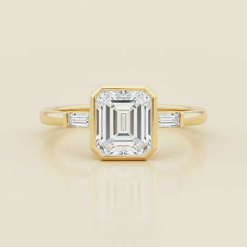 Why This Emerald Cut Moissanite Bezel 3 Stone Engagement Ring Is a Smart Buy