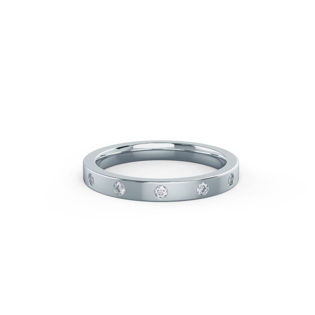 Round Cut Lab Grown Diamond Flush Set Wedding Band