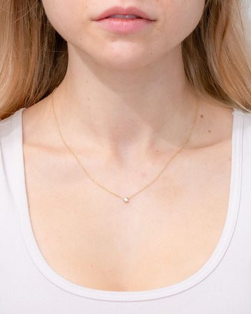 0.05ct Diamond Bezel Necklace 14k Yellow Gold