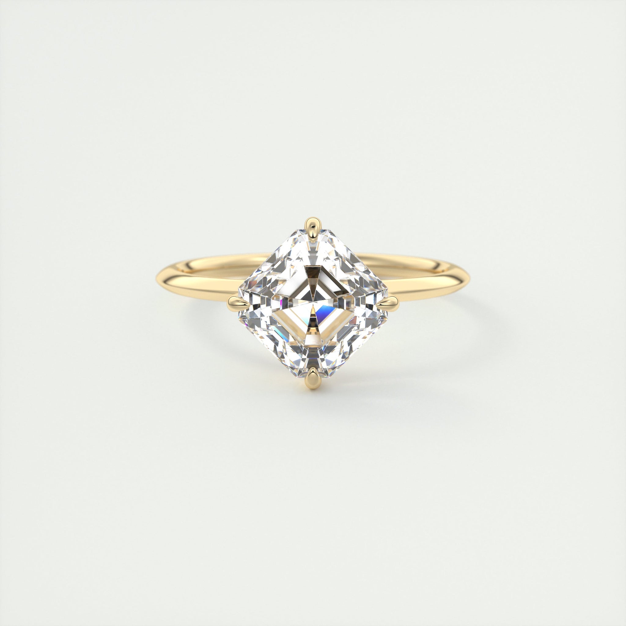 2CT Asscher Moissanite Solitaire Engagement Ring