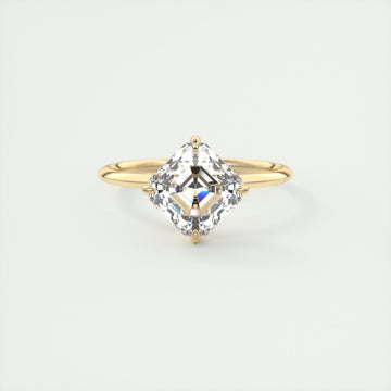 2CT Asscher Moissanite Solitaire Engagement Ring