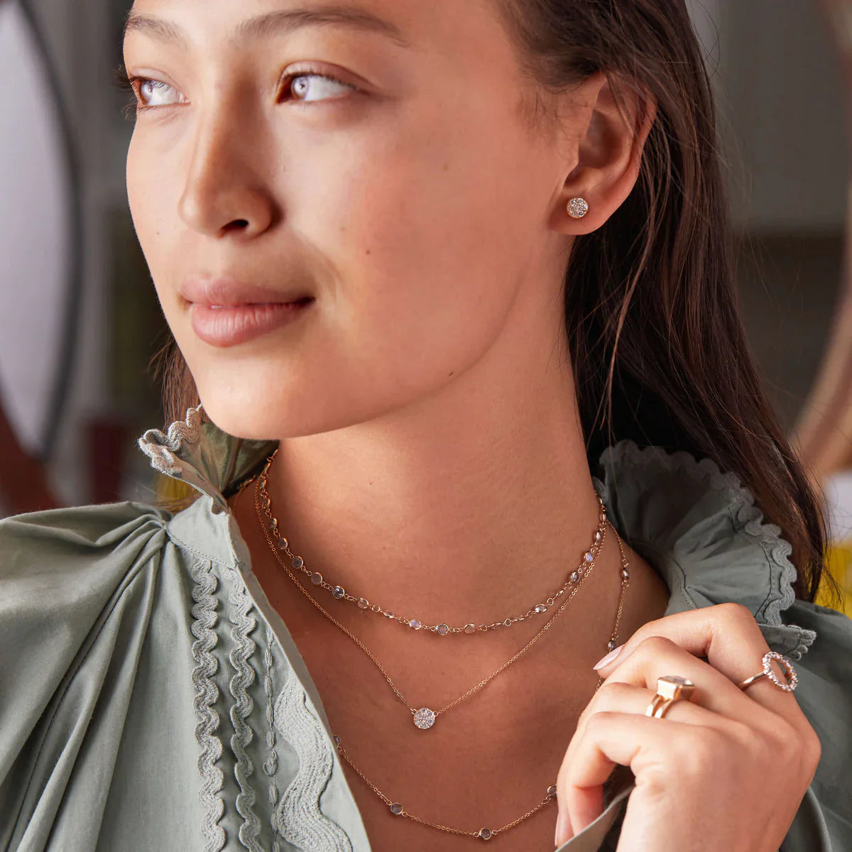 0.80CT Round Diamond April Birthstone Necklace