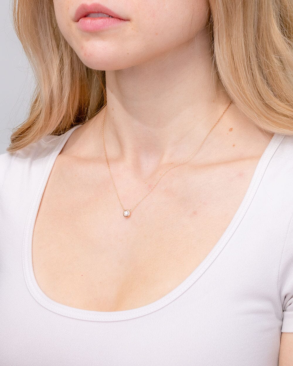 0.27ct Diamond Bezel Necklace 14k Rose Gold