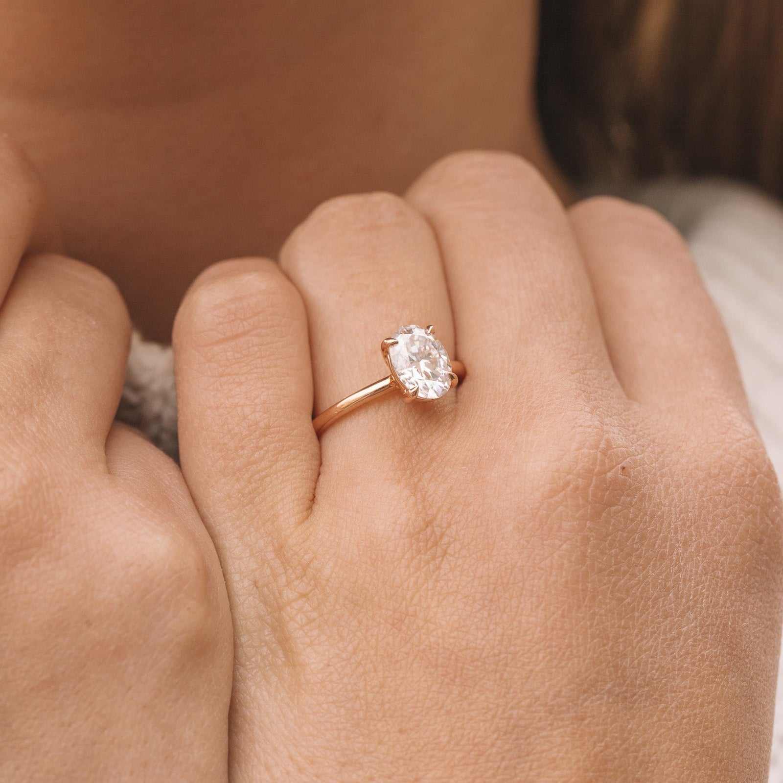 1.80ct Oval Cut Moissanite Solitaire Diamond Engagement Ring