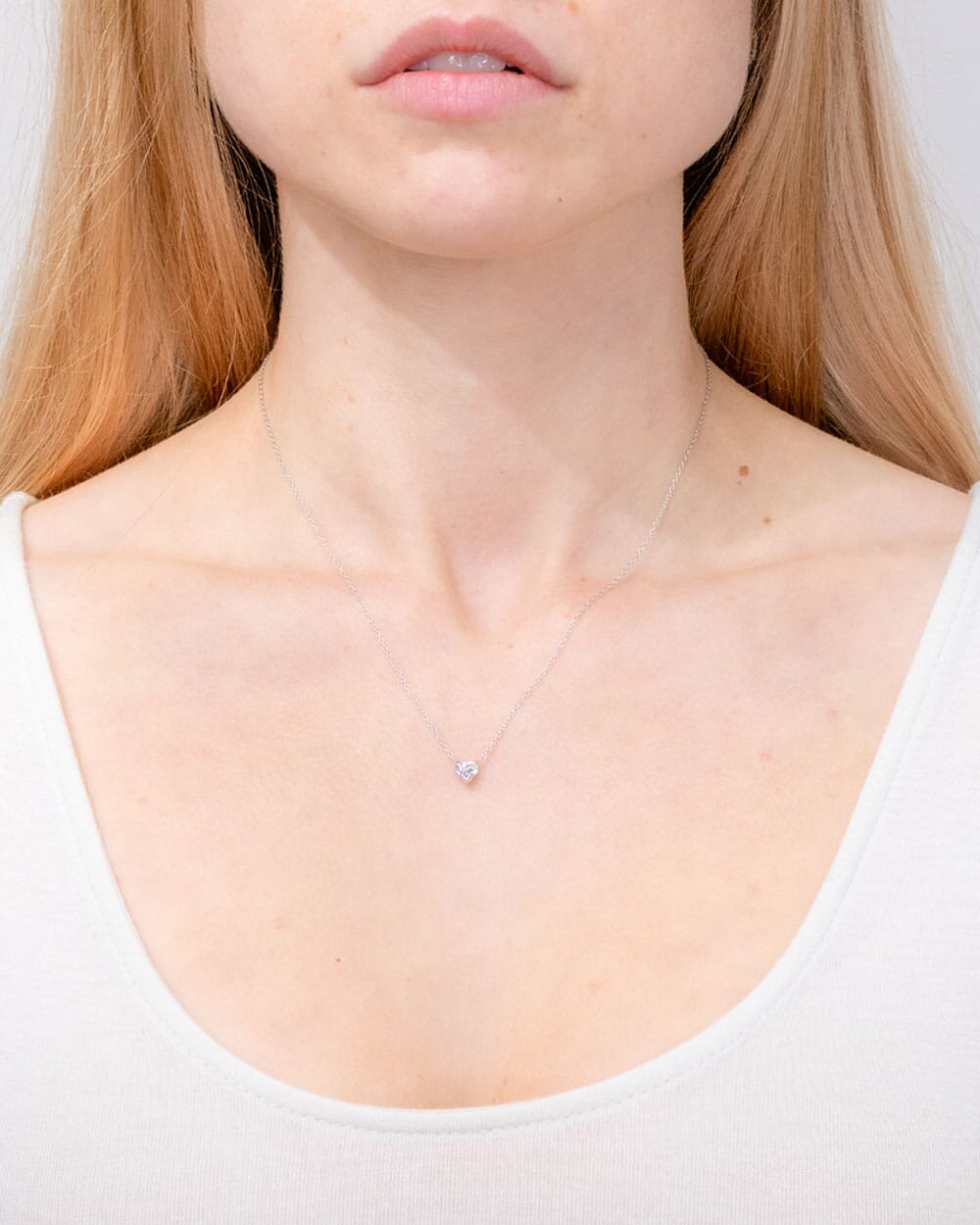 0.41ct E-VVS2 Heart Lab Diamond 14k White Gold Pendant