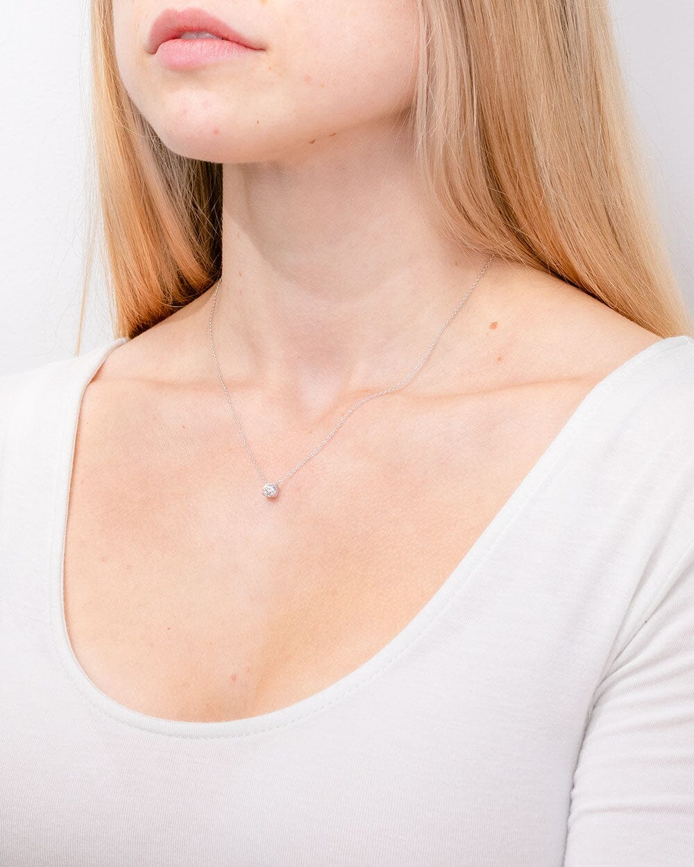0.48ct D-VS1 Round Lab Diamond 14k White Gold Pendant