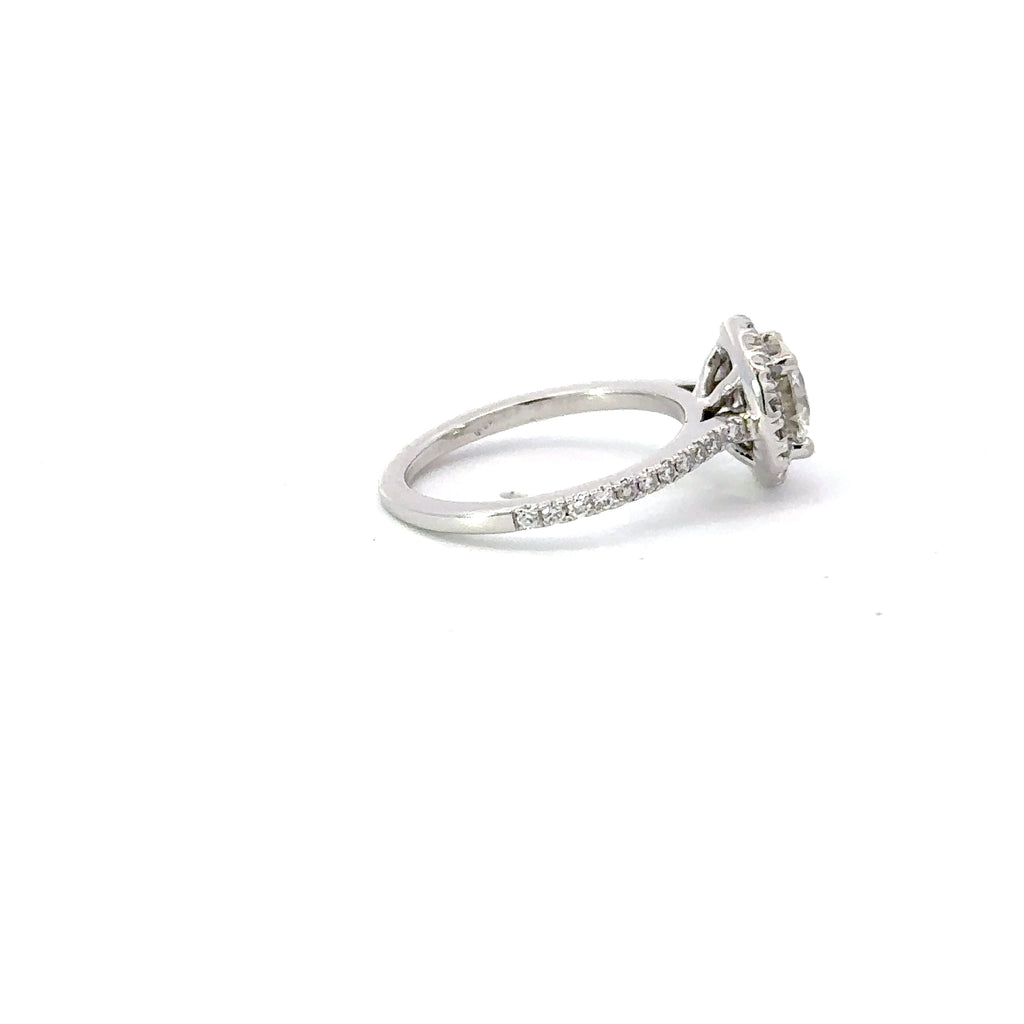 1.0-3.0 CT Round CVD Diamond Halo Pave Setting Engagement Ring
