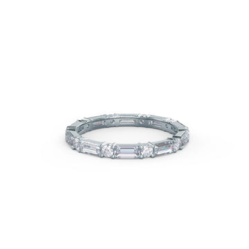 Baguette & Round Cut DE-VS1 Lab Grown Diamond Full Eternity Wedding Band