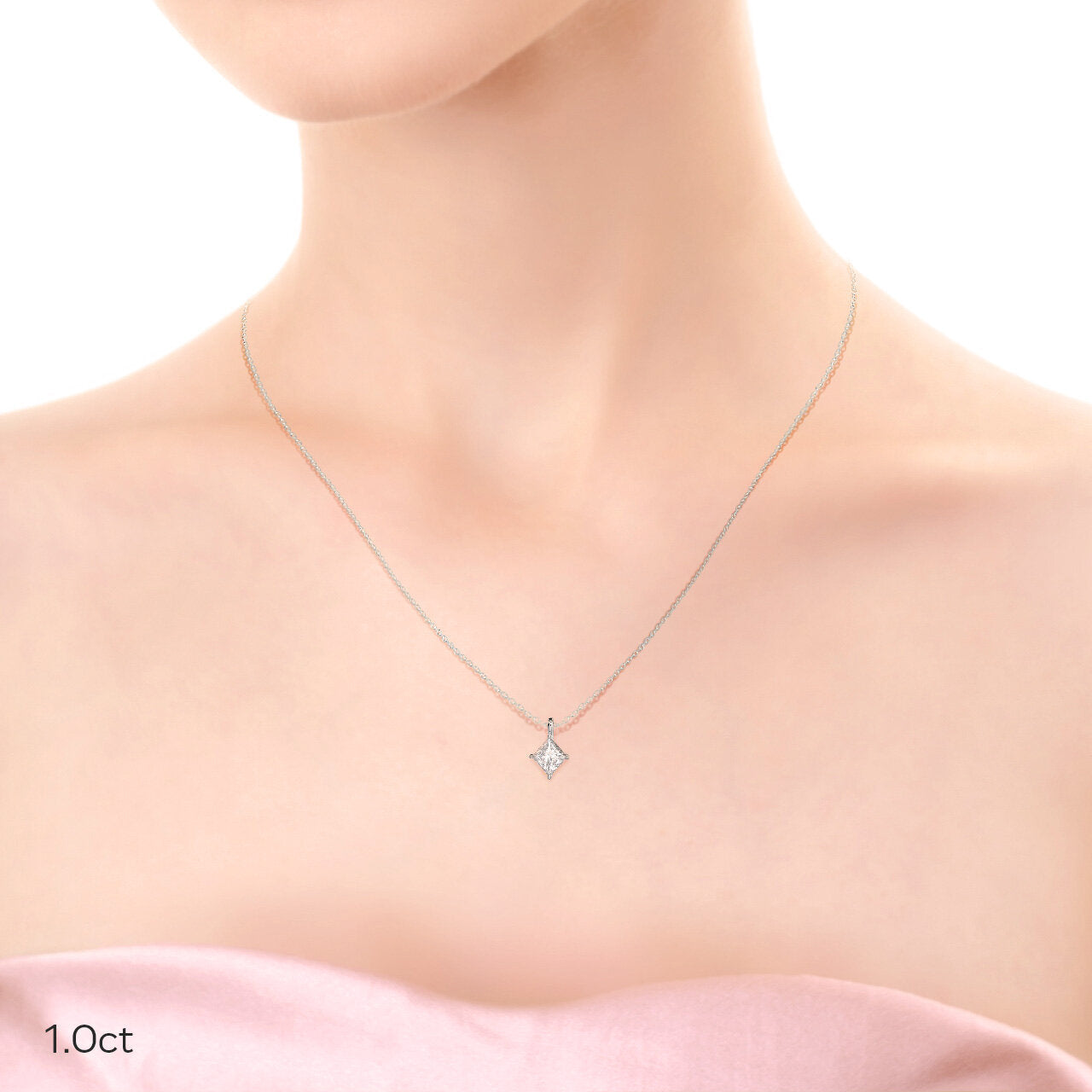 0.50CT-1.0CT Princess Cut Moissanite Solitaire Layering Necklace