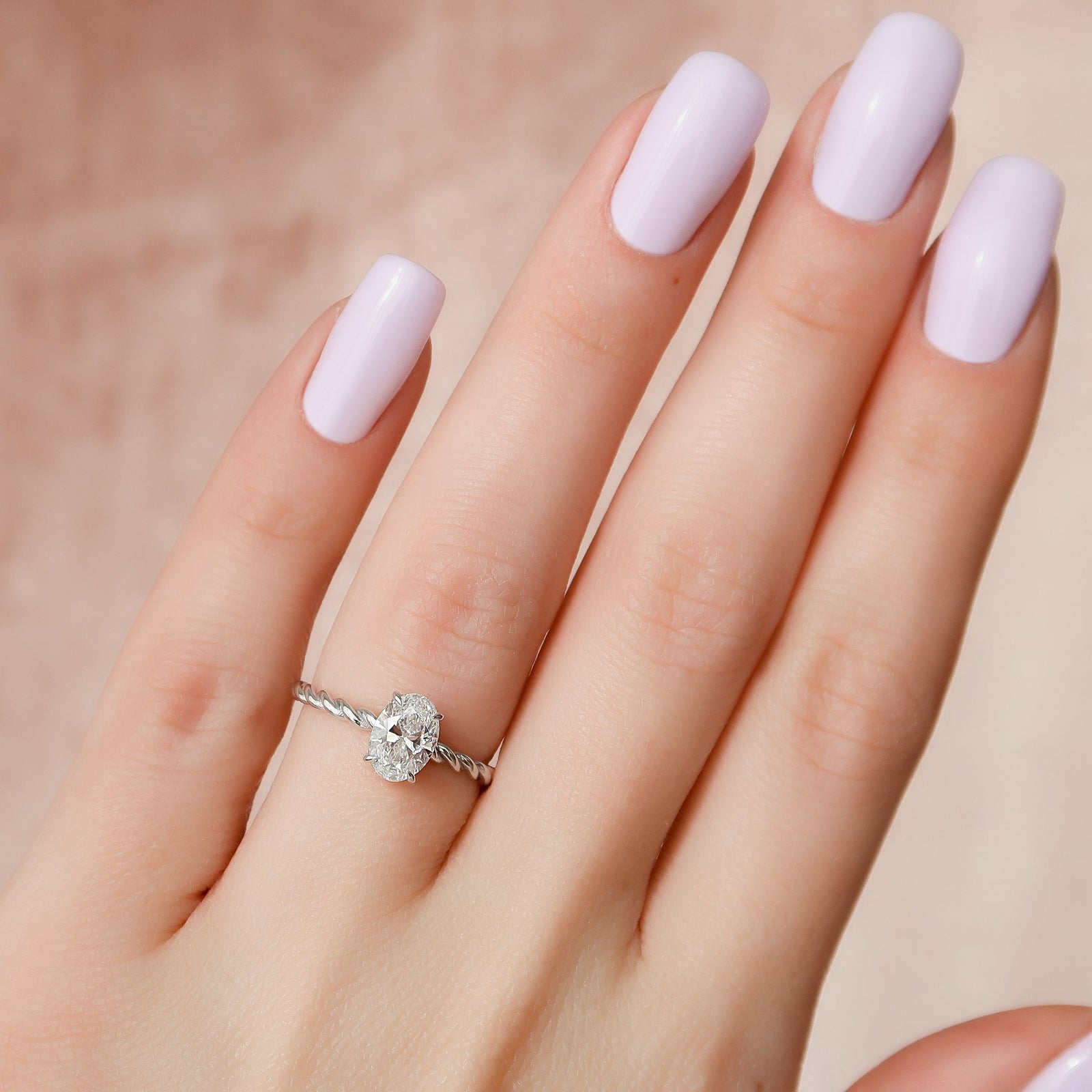 1.0 -3.0 CT Oval Cut CVD Diamond Hidden Halo Engagement Ring