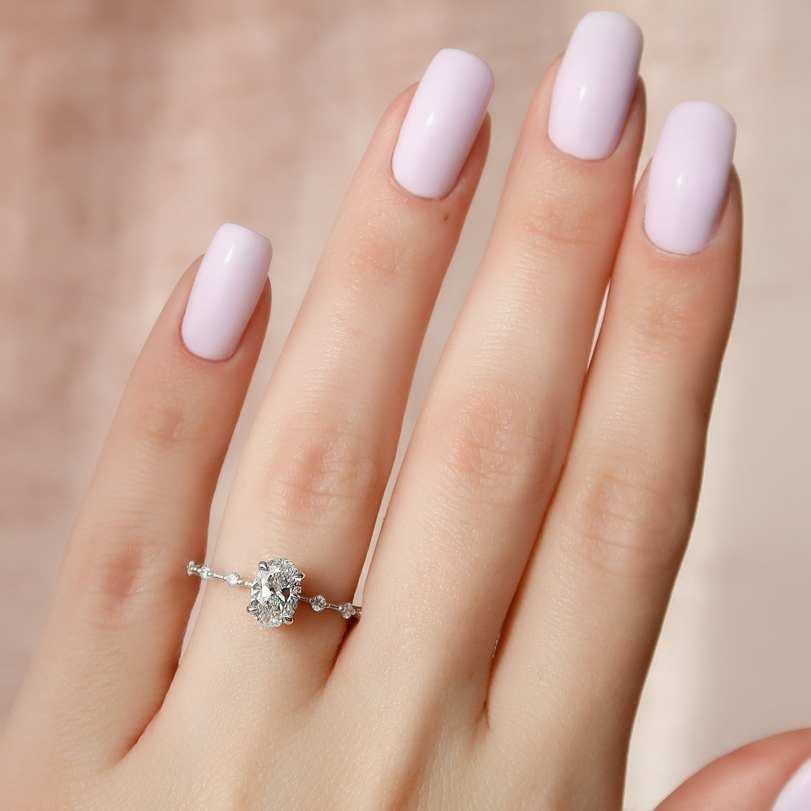 2.0  - 4.0 CT Oval  Cut CVD Diamond Dainty Engagement Ring