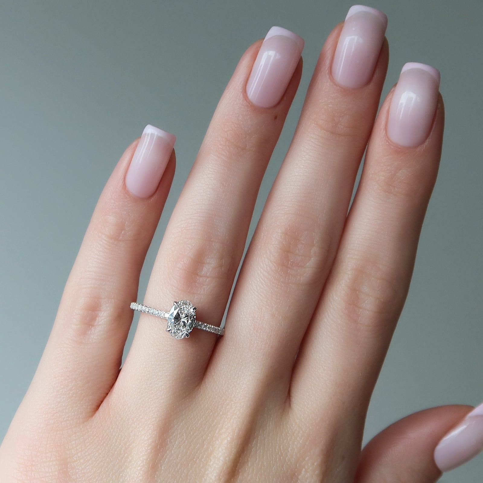 1.0 -3.0 CT Oval Cut CVD Diamond Pave Engagement Ring