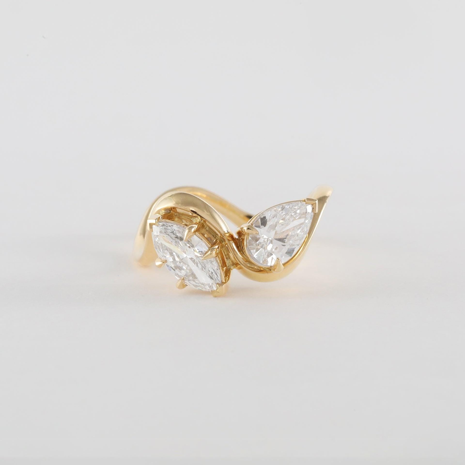 1.50CT-2.50CT Marquise And Pear Cut Moissanite Toi et Moi Engagement Ring