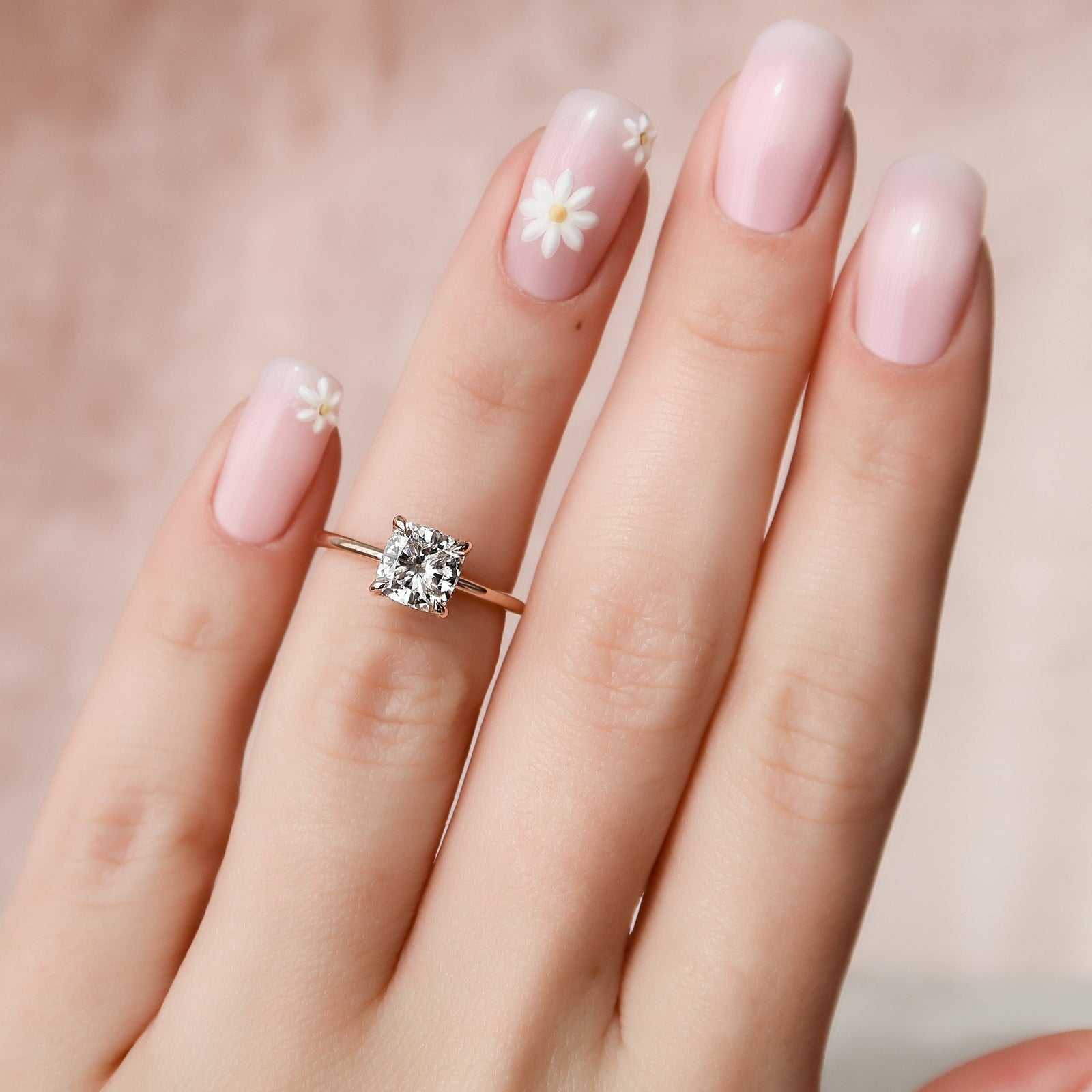 1.0 - 3.0 CT Cushion Cut CVD Diamond Hidden Halo Engagement Ring