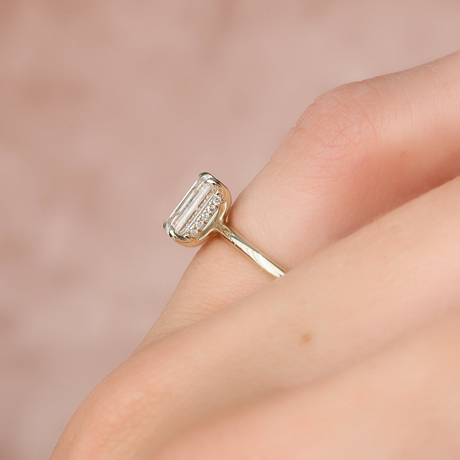 2.0 - 4.0 CT Emerald Cut CVD Diamond Hidden Halo Engagement Ring