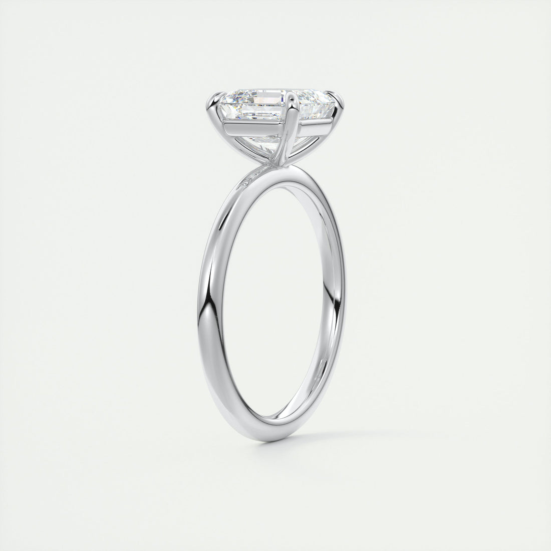 2CT Asscher Cut Moissanite Solitaire Engagement Ring