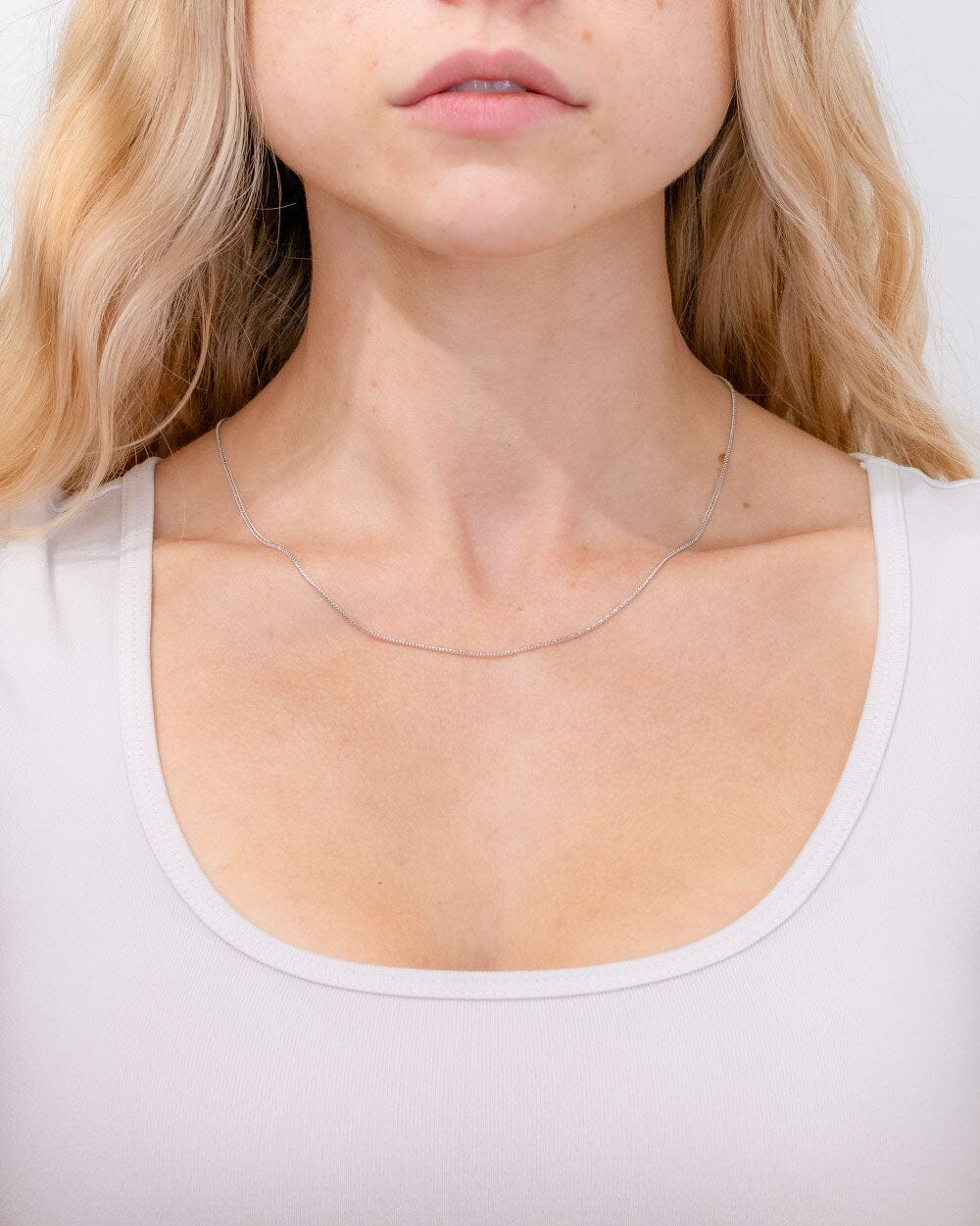 1.0mm Wheat Chain 14k White Gold