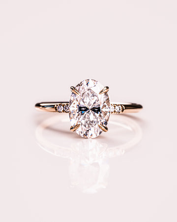 1.72-3.72 CT Oval  CVD Diamond Hidden Halo Engagement Ring