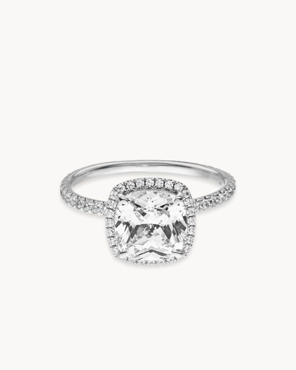 1.0-3.0 CT Cushion Cut CVD Diamond Halo Pave Setting Engagement Ring