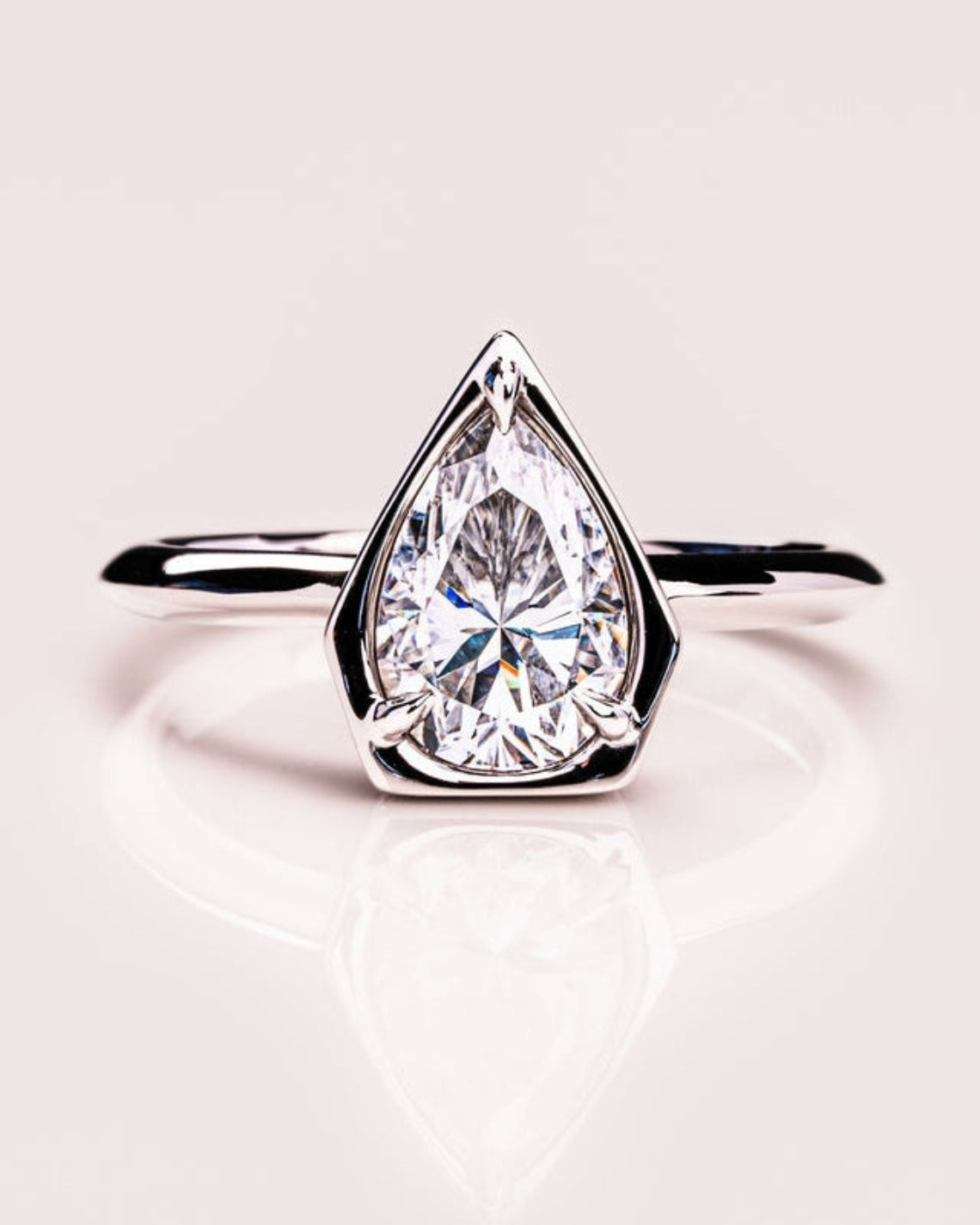 1.33-3.33  CT Pear CVD Diamond Solitaire Engagement Ring