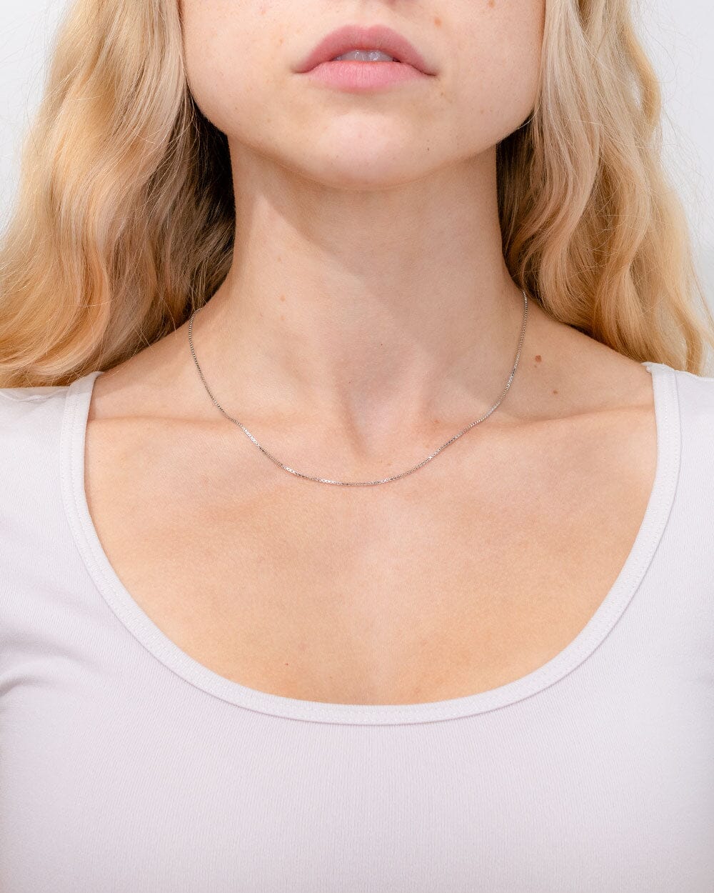 1.1mm Box Chain 14k White Gold