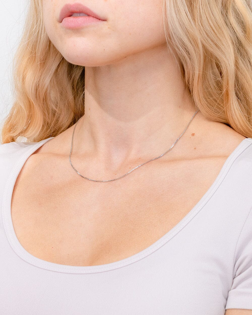 1.1mm Box Chain 14k White Gold