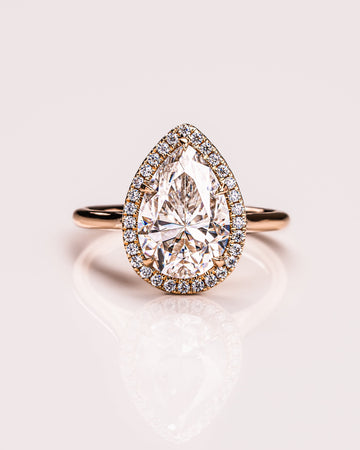 2.0-3.50 CT Pear CVD Diamond Halo Engagement Ring