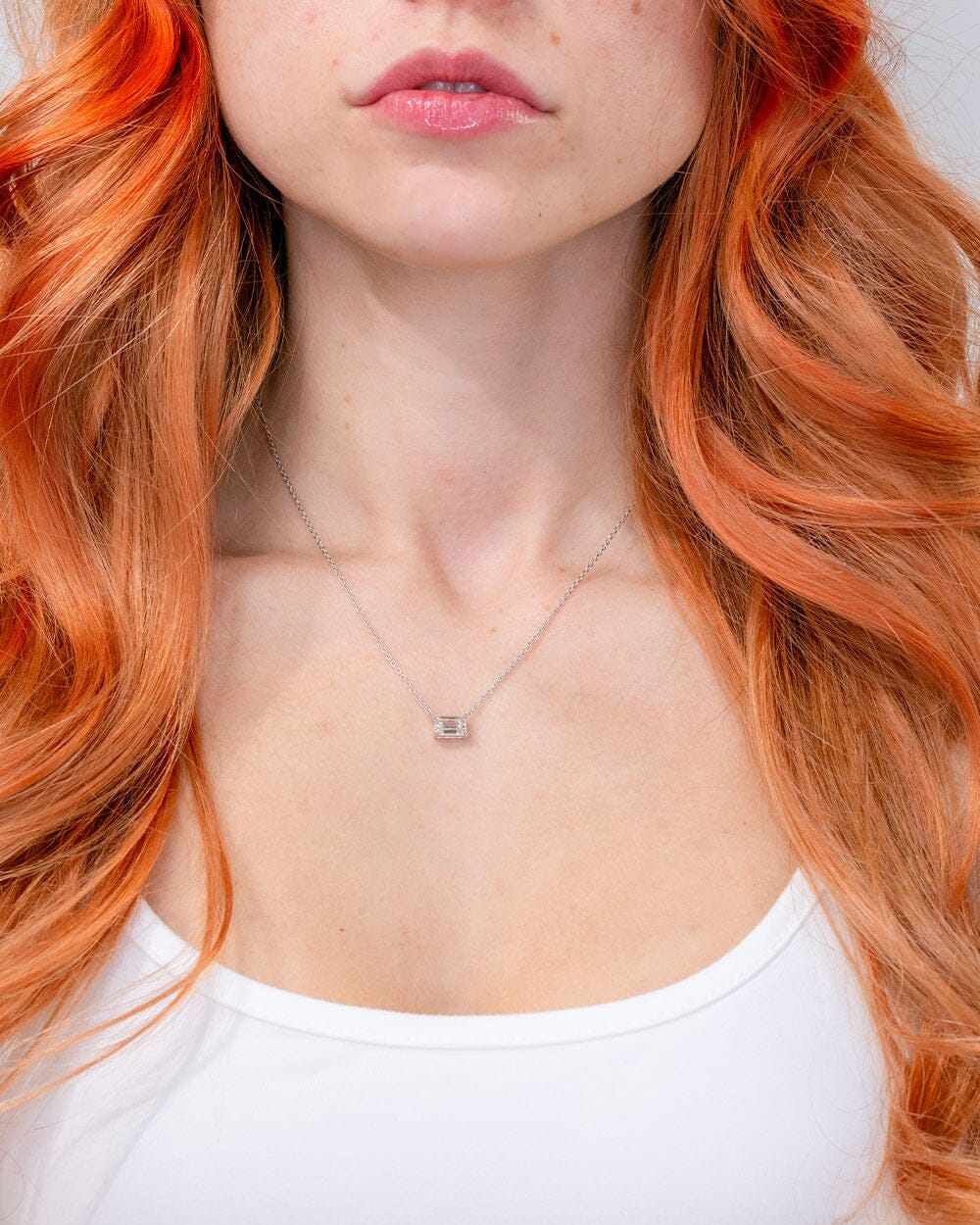 1.24ct E-VVS2 Emerald Lab Diamond Pendant White Gold