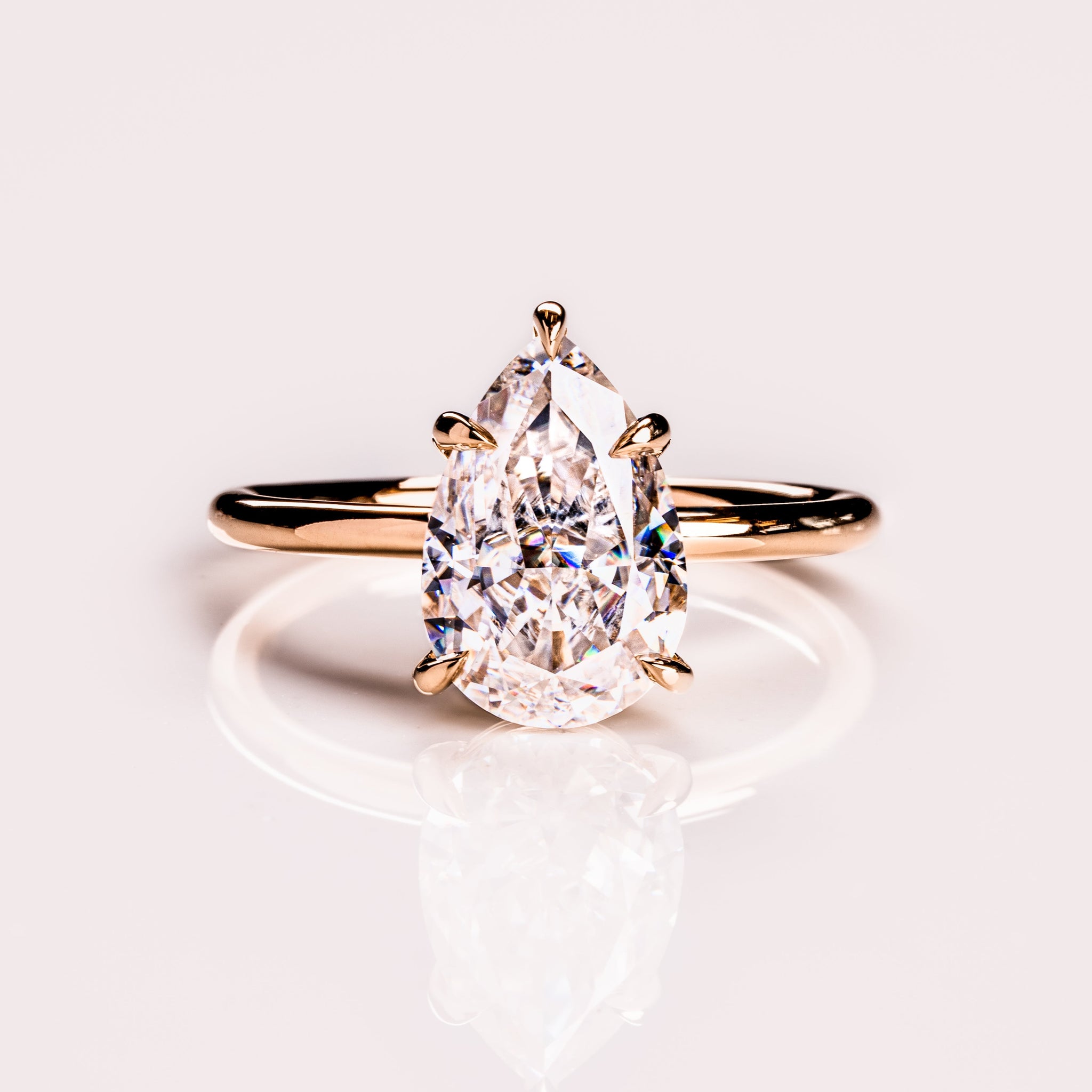 1.09-3.09 CT Pear  CVD Diamond Solitaire Engagement Ring