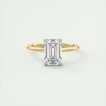 2CT Emerald Cut Moissanite Solitaire Two Tone Engagement Ring