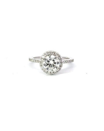 1.0-3.0 CT Round CVD Diamond Halo Pave Setting Engagement Ring