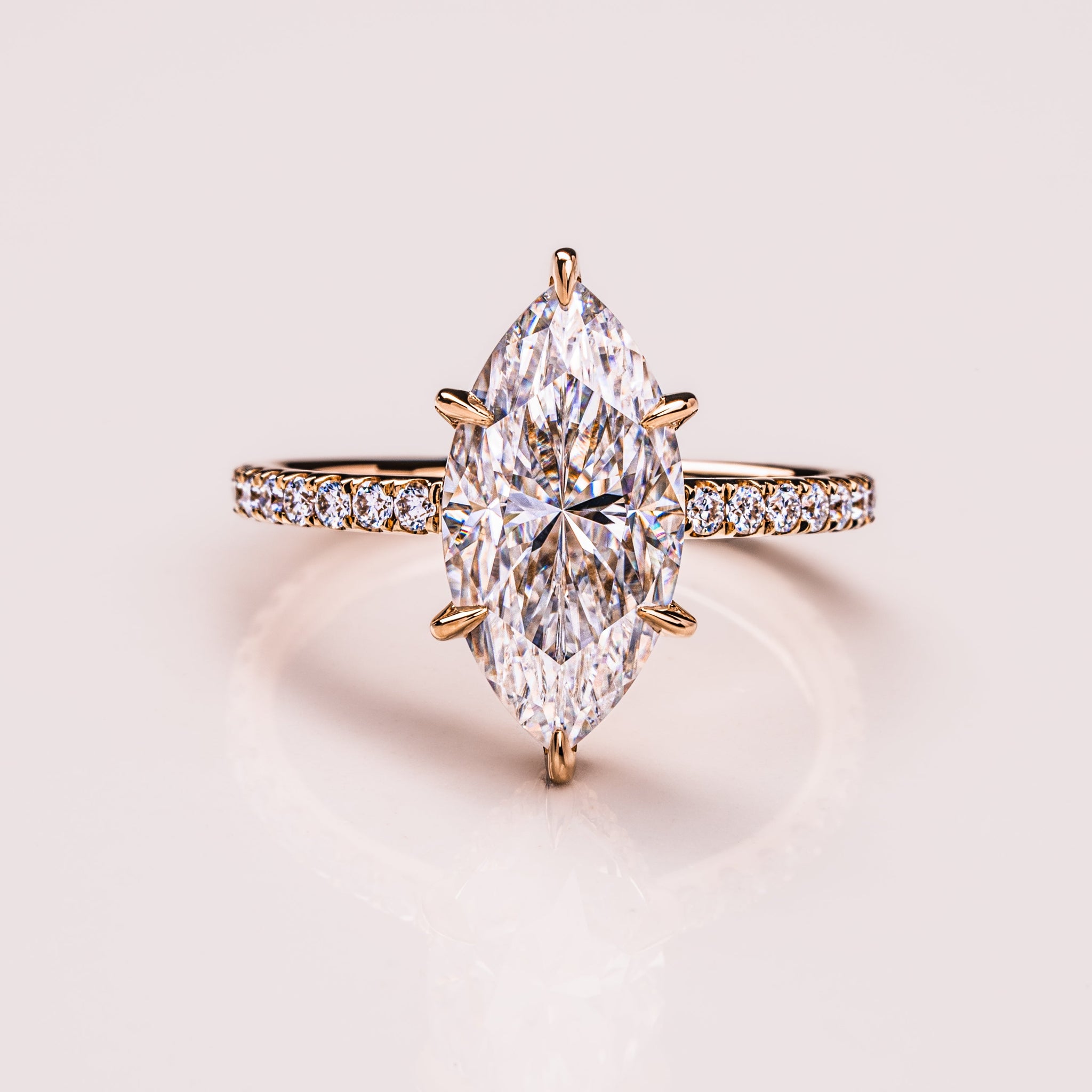 3.0 - 7.0 CT Marquise CVD Diamond Hidden Halo & Pave Engagement Ring