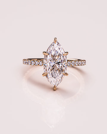 3.0 - 7.0 CT Marquise CVD Diamond Hidden Halo & Pave Engagement Ring