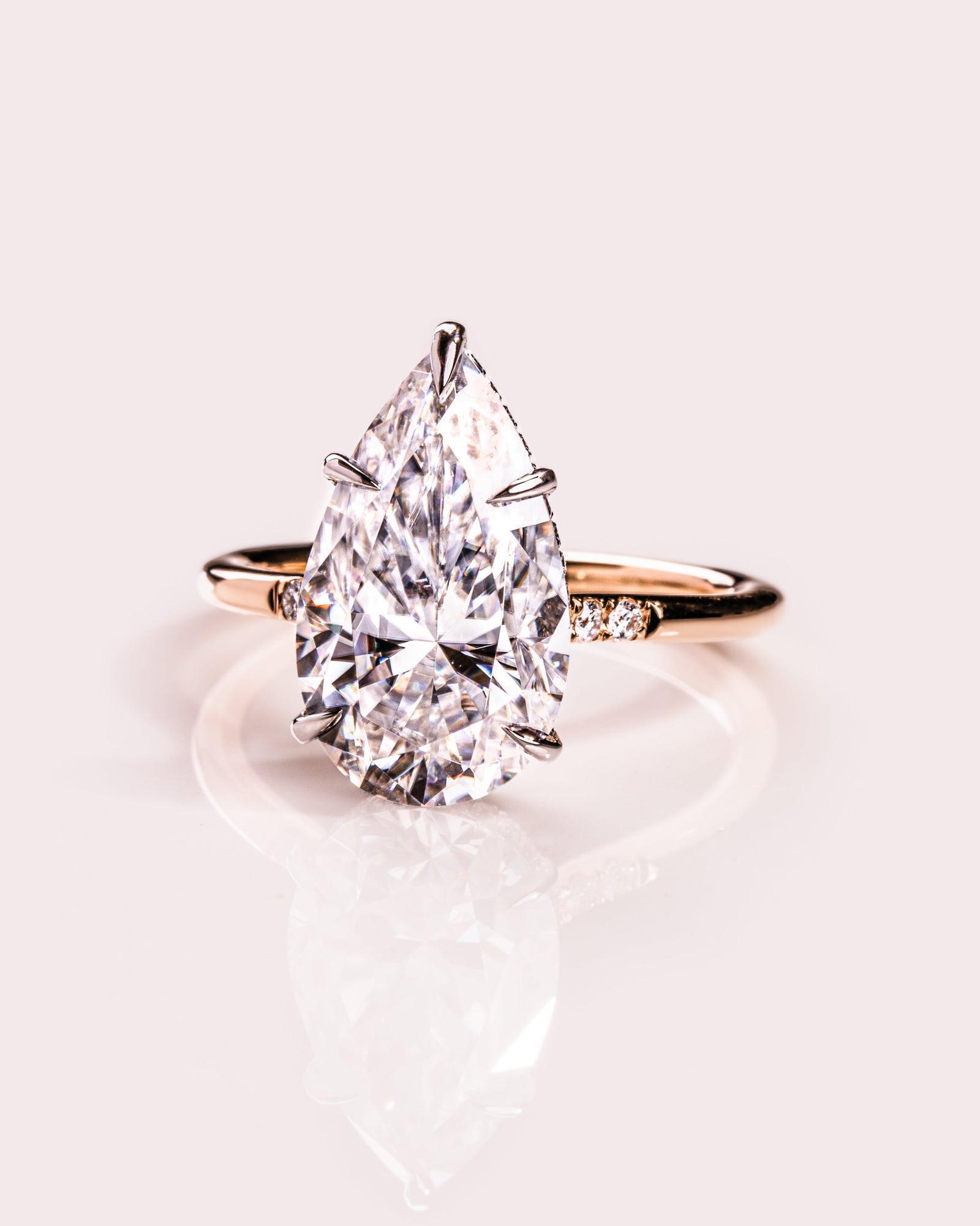 1.50- 3.09 CT Pear  CVD Diamond Hidden Halo Engagement Ring