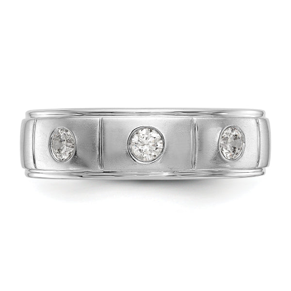 6mm Round Cut Three Stone Lab Grown Men's Wedding Band