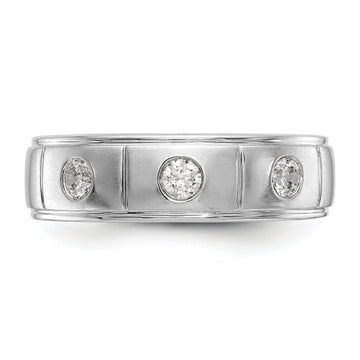 6mm Round Cut Three Stone Lab Grown Men's Wedding Band